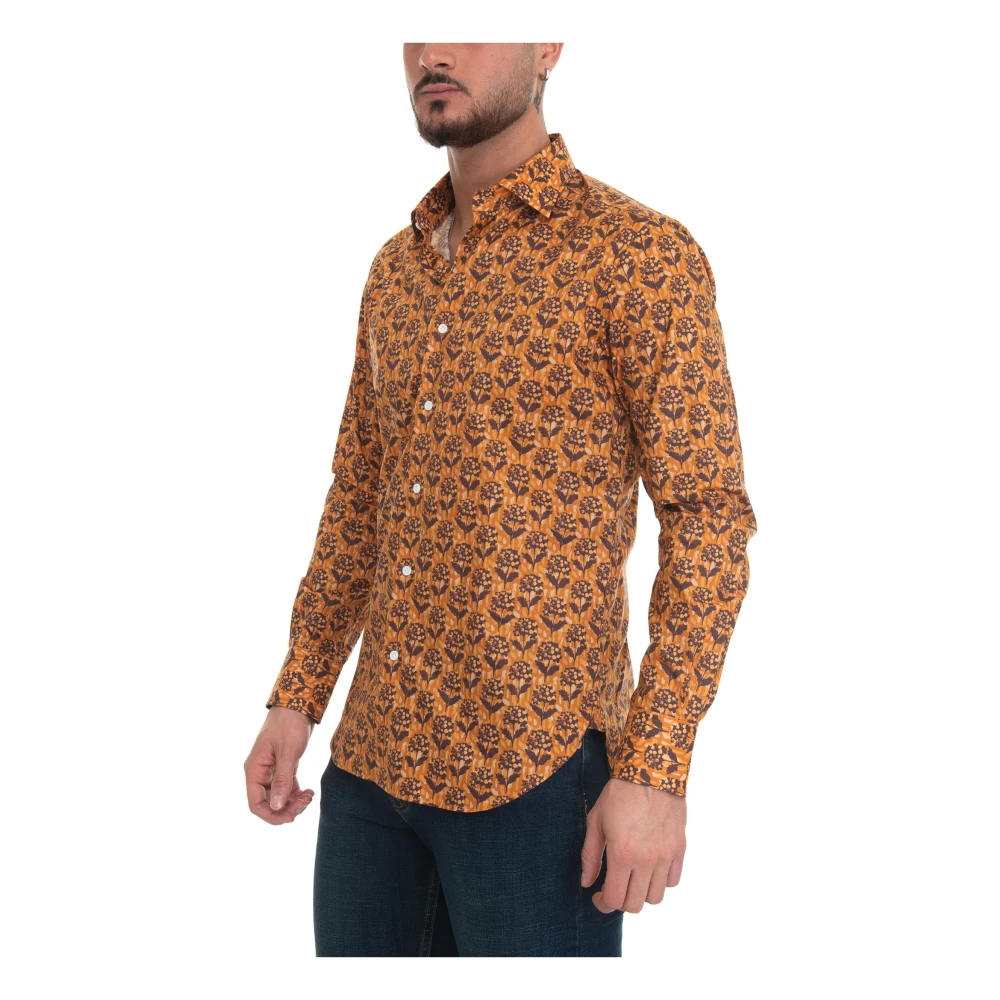 Càrrel Italiaanse Hals Casual Shirt Yellow Heren