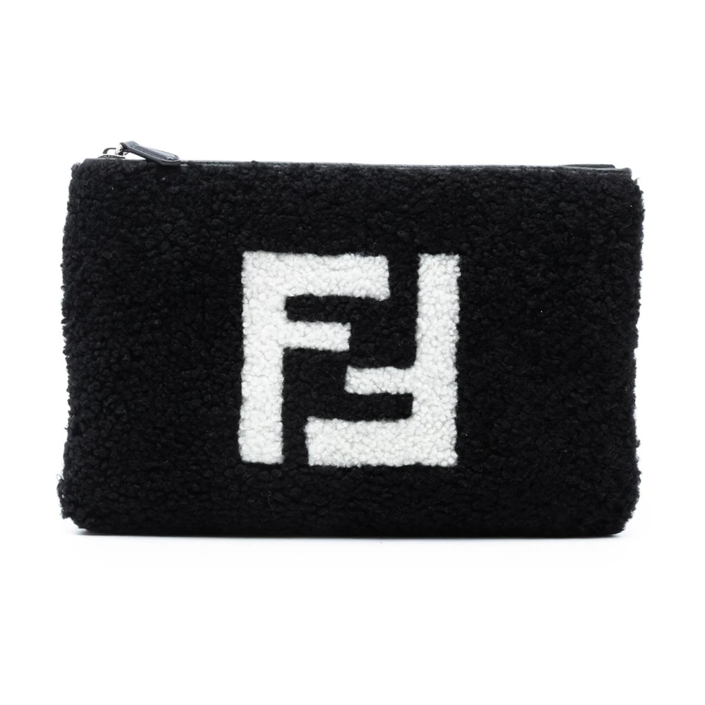 Fendi Vintage Donna Nero Pochette In Shearling Pre-Owned