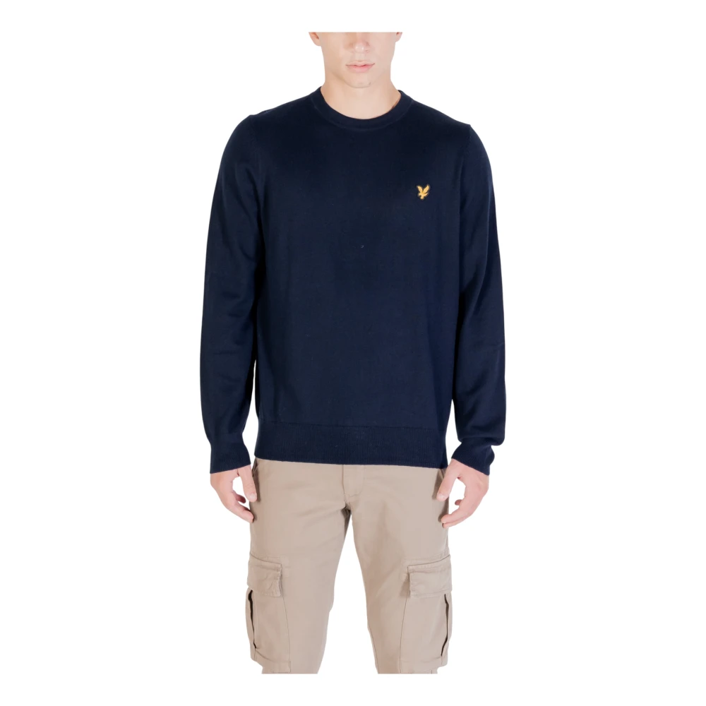 Lyle & Scott Men's Blue Round-Neck Knitwear, M, Merino Crew Neck Jumper