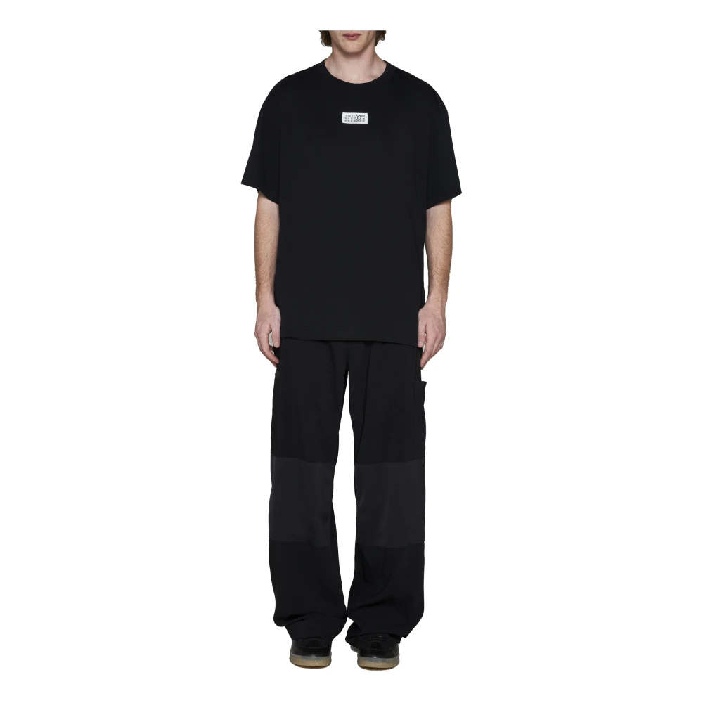 MM6 Maison Margiela Zwarte broek met kenmerkend logodetail Black Heren