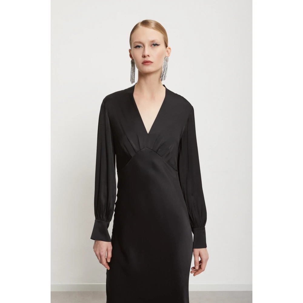 Ottod'Ame Elegante V-hals Jurk Black Dames