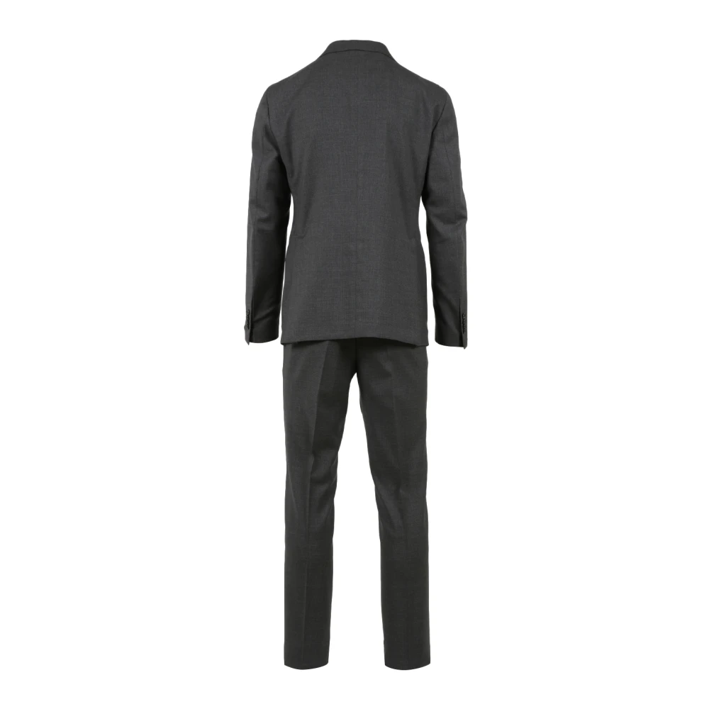 Tagliatore Elegant Zwart en Grijs Pak Gray Heren
