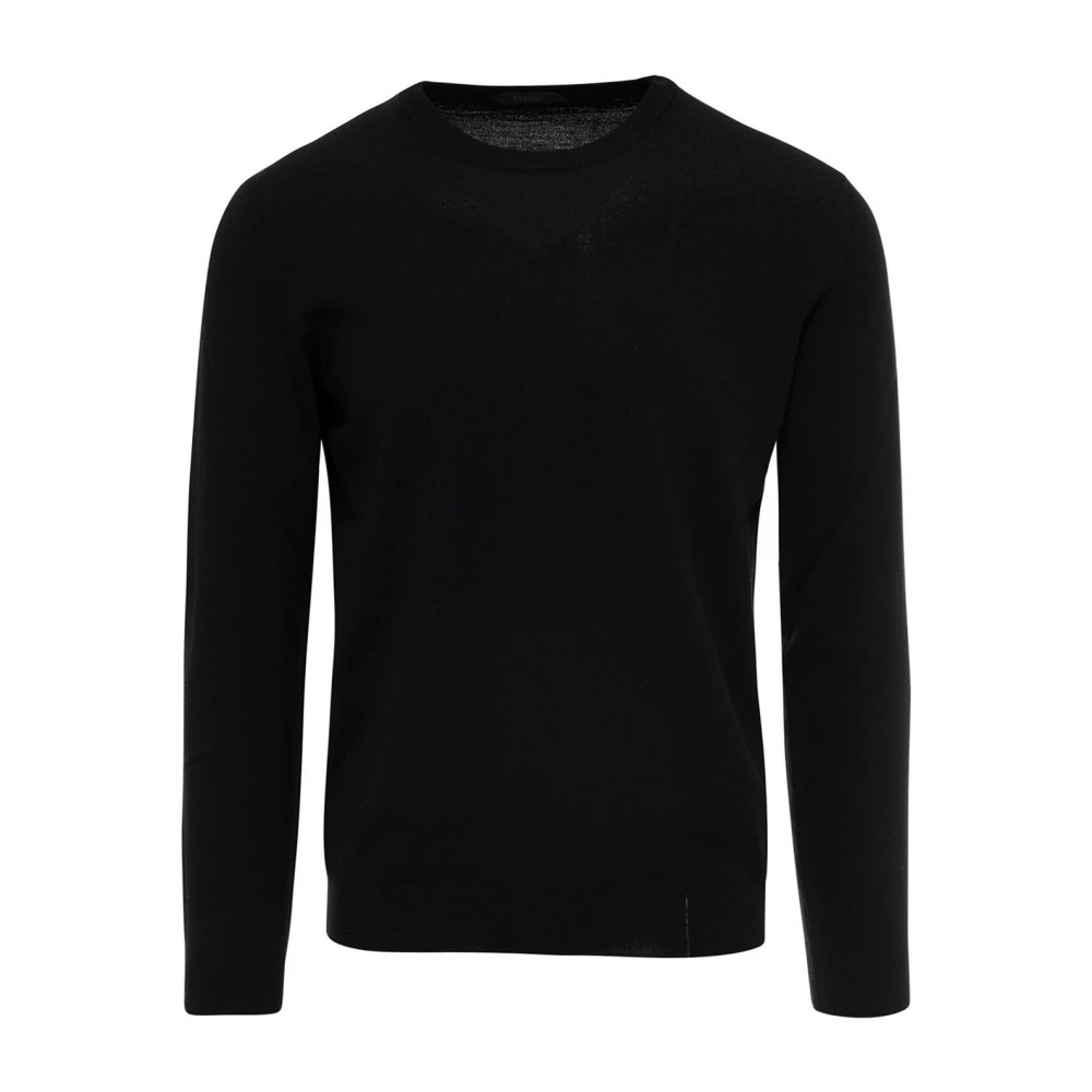 Zanone Ronde Hals Trui Black Heren