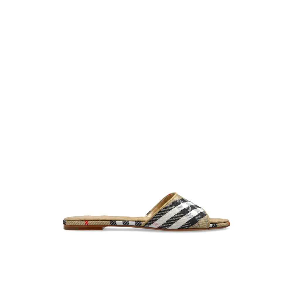 Burberry Women's Beige Check Sloane Slides - Sliders - 6 Uk - Shoes
