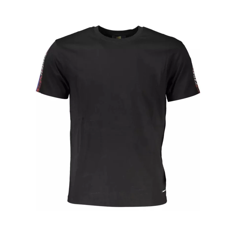 Cavalli Class Svart bomulls-T-shirt med elegant tryck Black, Herr