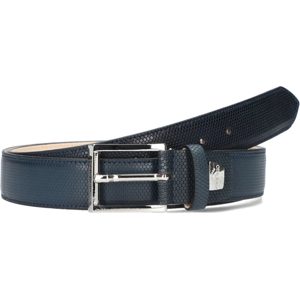 Giorgio Heren Rattan Leren Riem Blue Heren