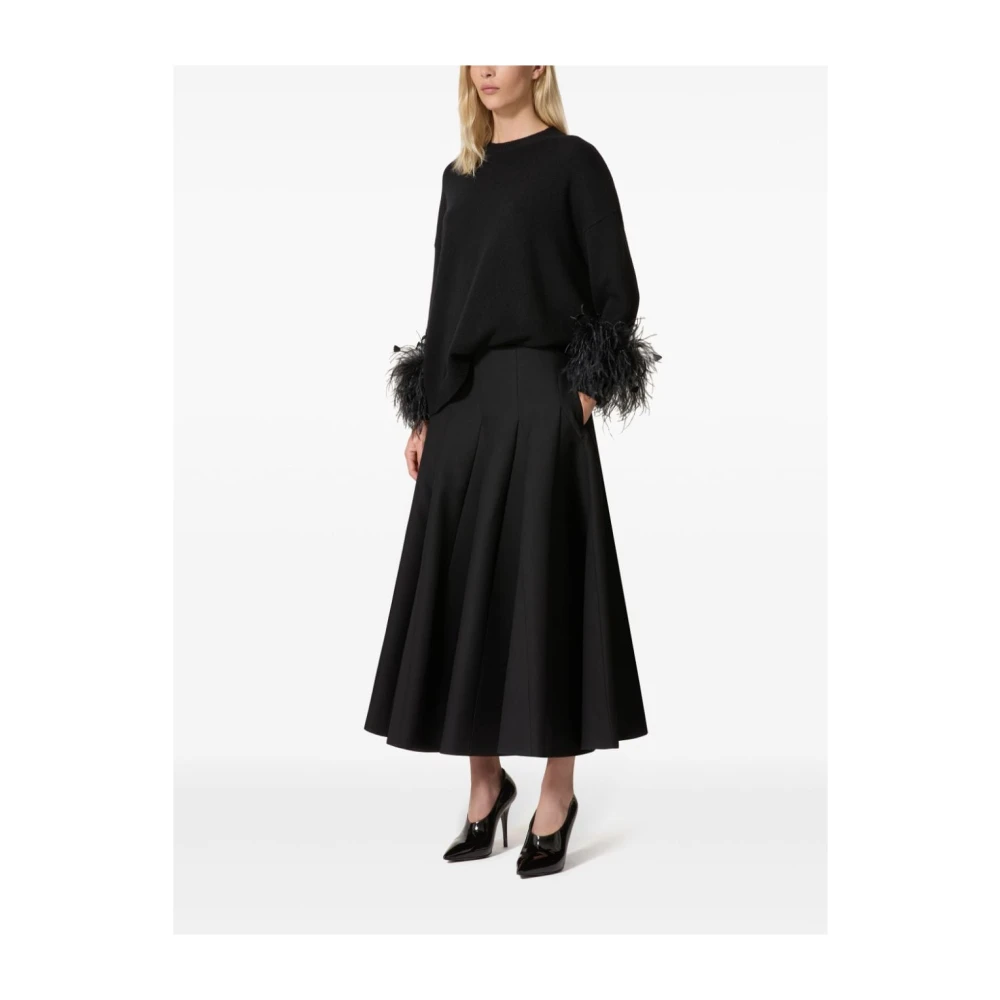 Valentino Garavani Zwarte Gerende Rok Crepe Couture Black Dames