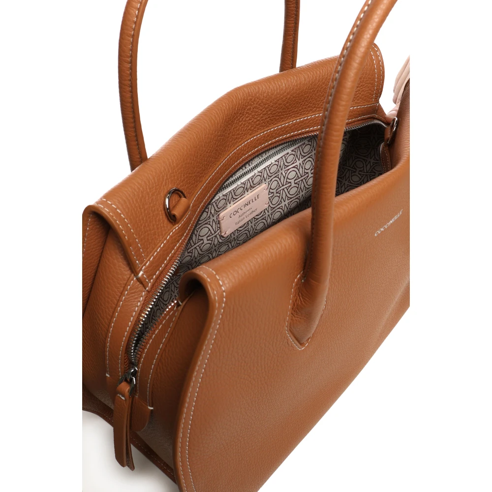 Coccinelle Bruine Leren Handtas met Ritssluiting Brown Dames