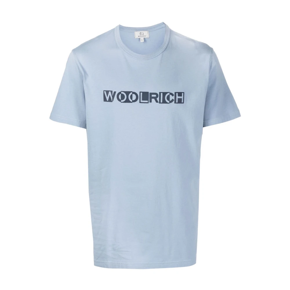 Woolrich Bright White Intarsia Tee Blue Heren