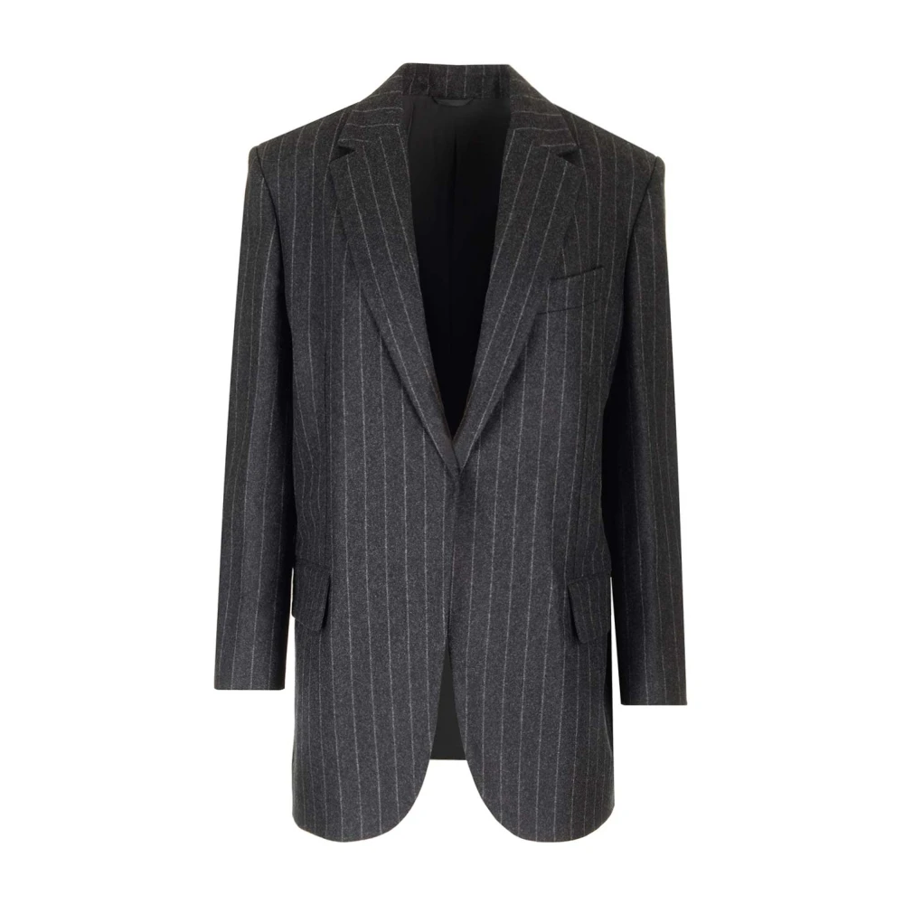 Brunello Cucinelli Women's Gray Blazers, M, Pinstripe Blazer