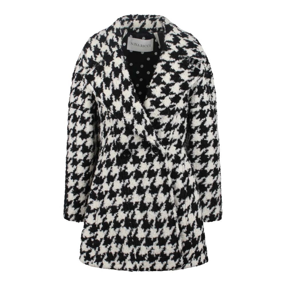 Nina Ricci Houndstooth Bouclé Jas Black Dames