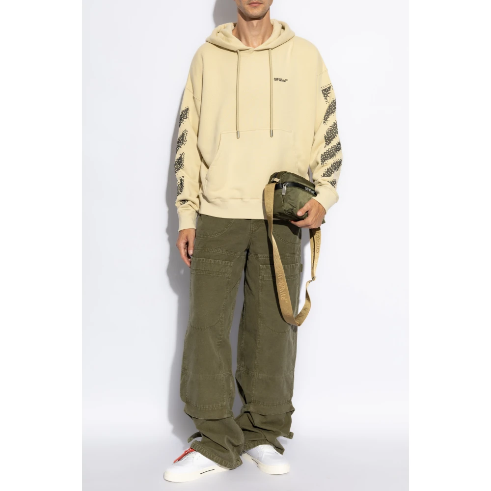 Off White Sweatshirt met logo Beige Heren
