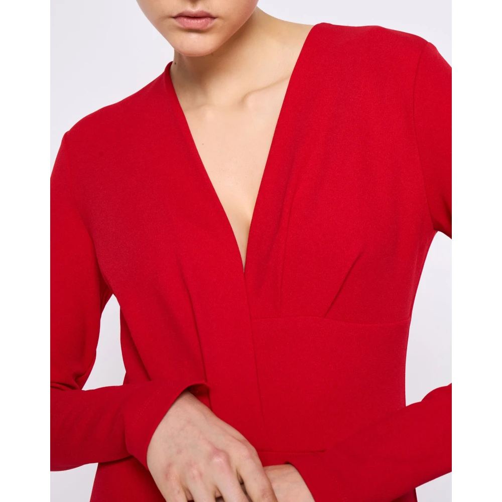 Silvian Heach Midi Jurk met Diepe V-hals Red Dames