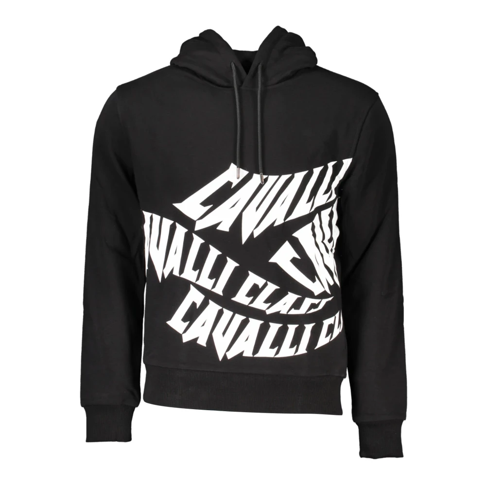 Cavalli Class Black Hooded Sweatshirt Long Sleeve Print - Male - Hoodies - Xl - Sweatshirts & Hoodies