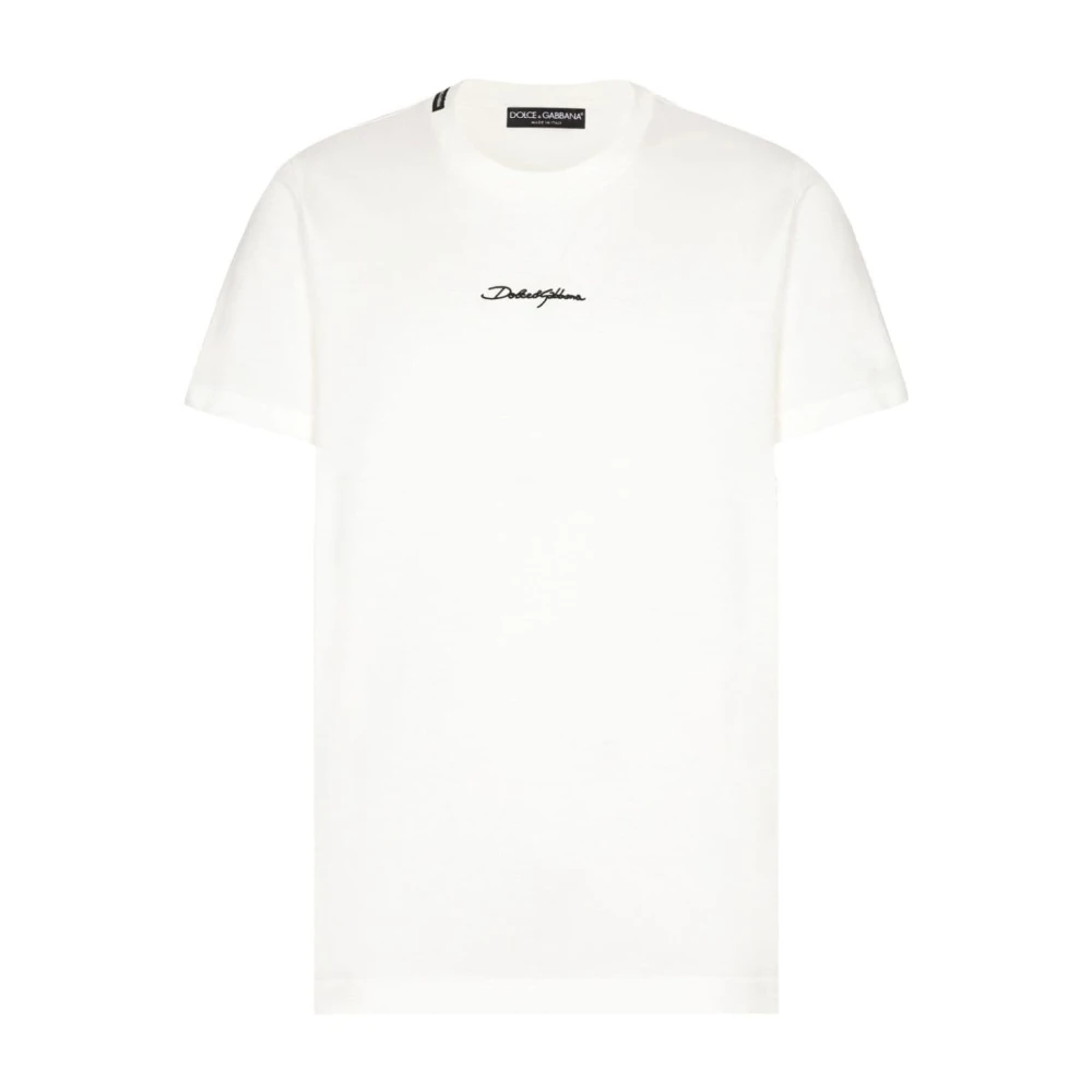 Dolce & Gabbana Witte Katoenen T-shirt met Voorlogo White Heren
