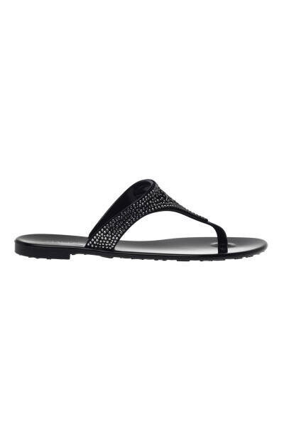 Black rubber thong sandals