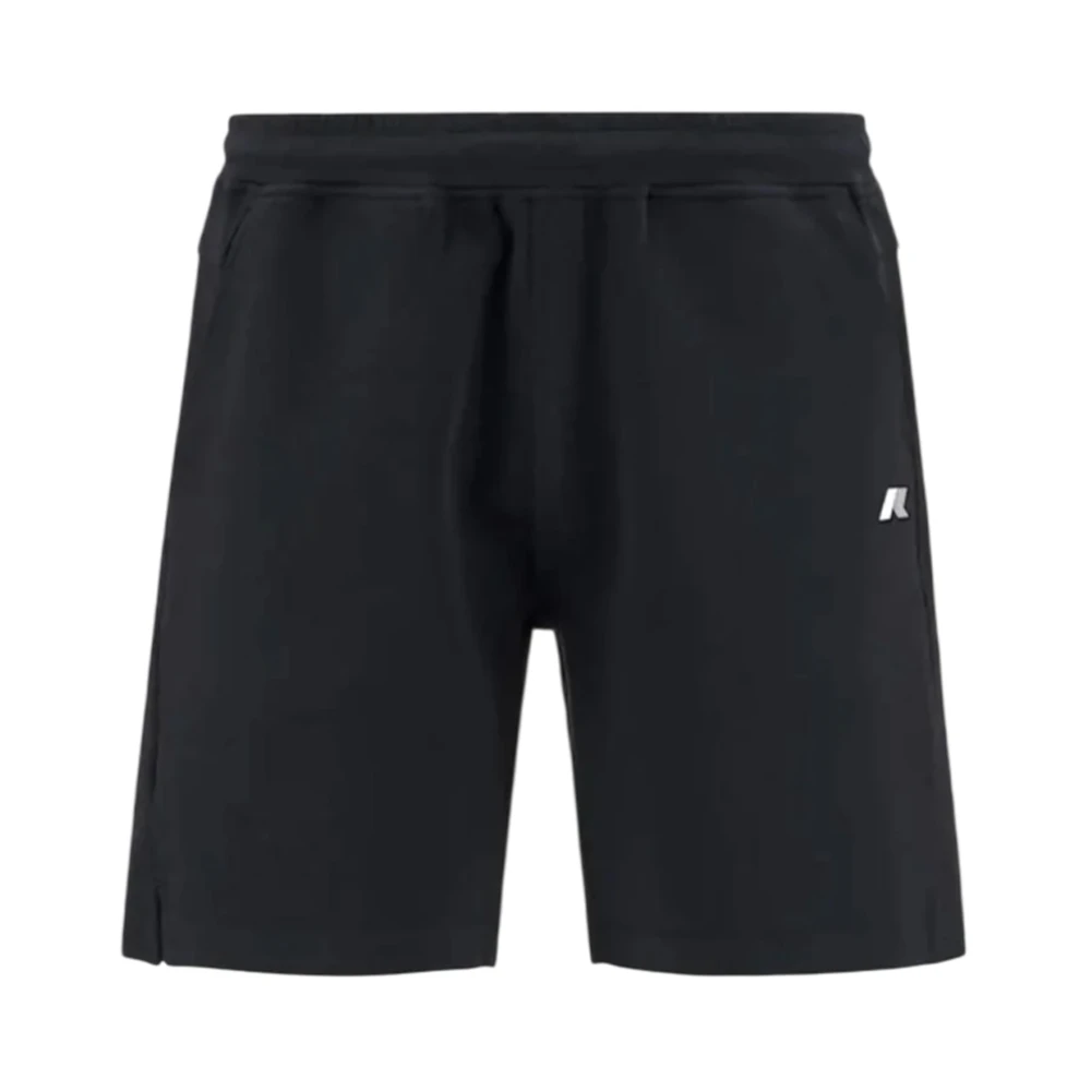 K-Way Men's Black Stretch Fabric Shorts With Adjustable Waist