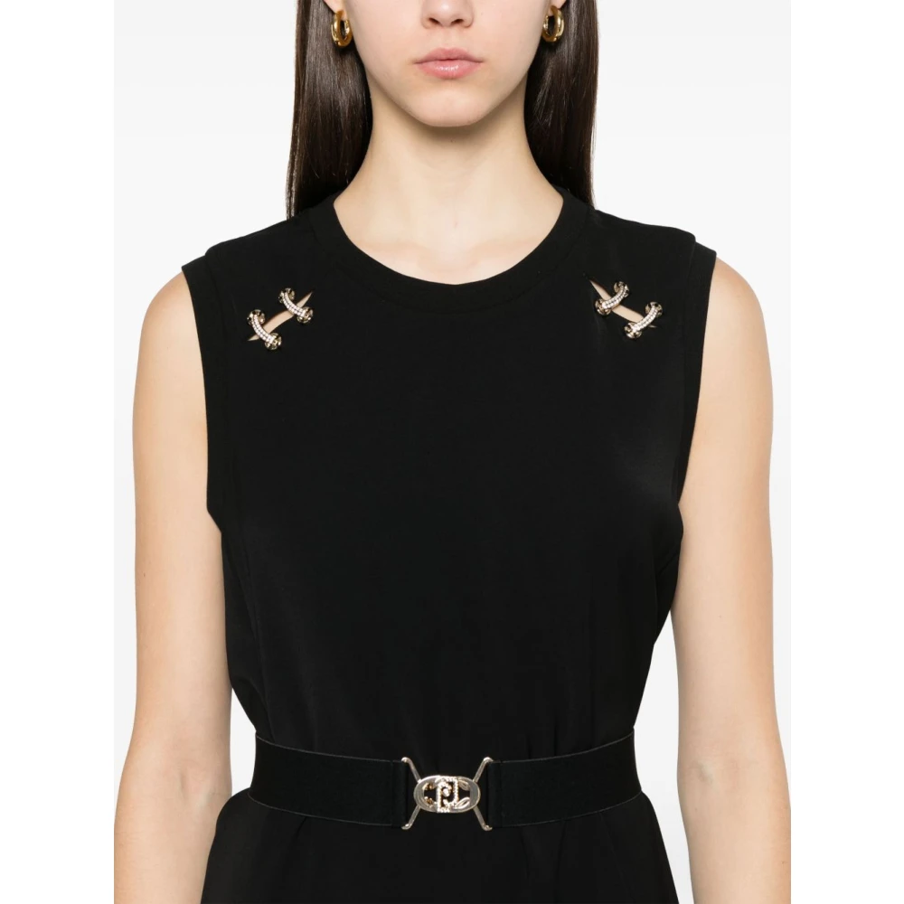 Liu Jo Zwarte Eyelet Detail Cut-Out Jurk Black Dames