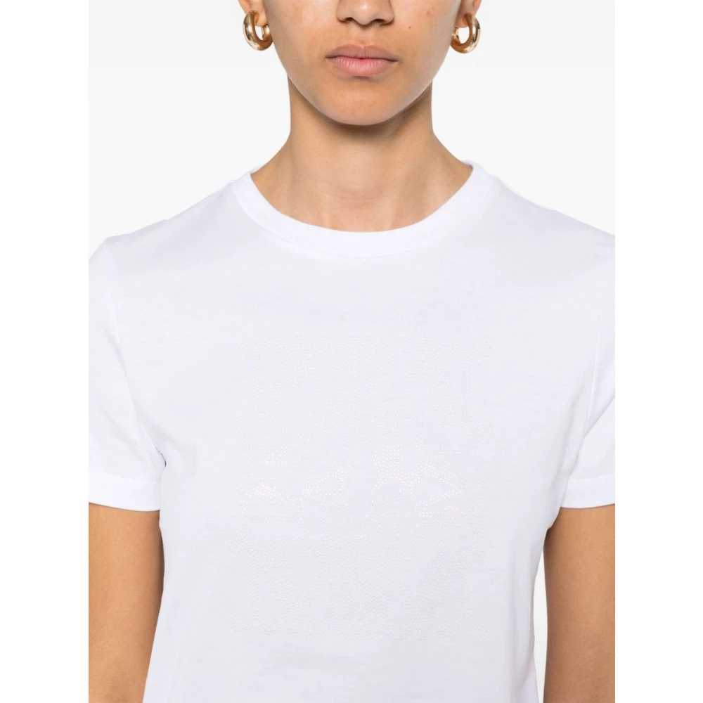 Max Mara Witte Rhinestone Crew Neck T-shirt White Dames