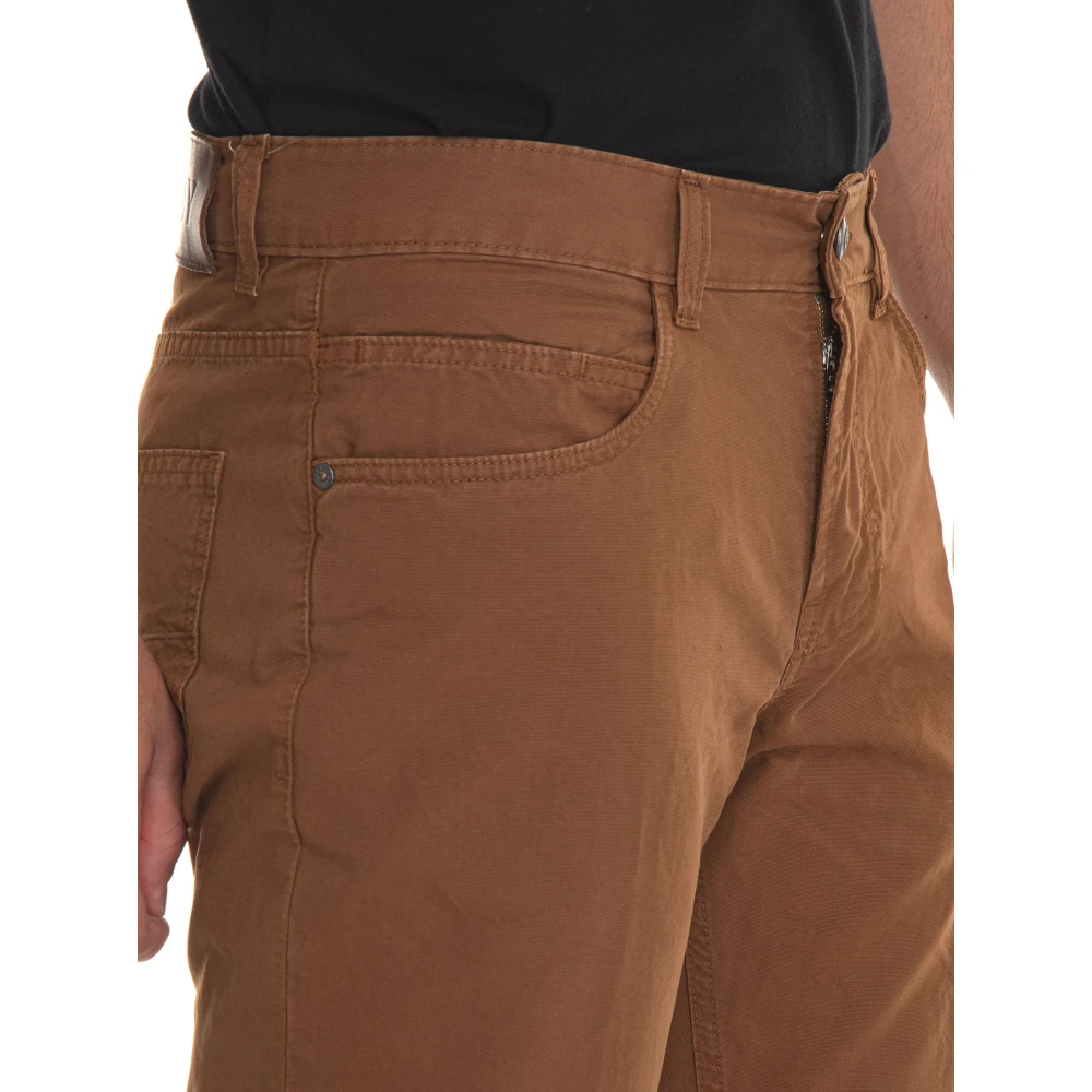 Fay Klassieke 5-pocket broek met leren label Brown Heren