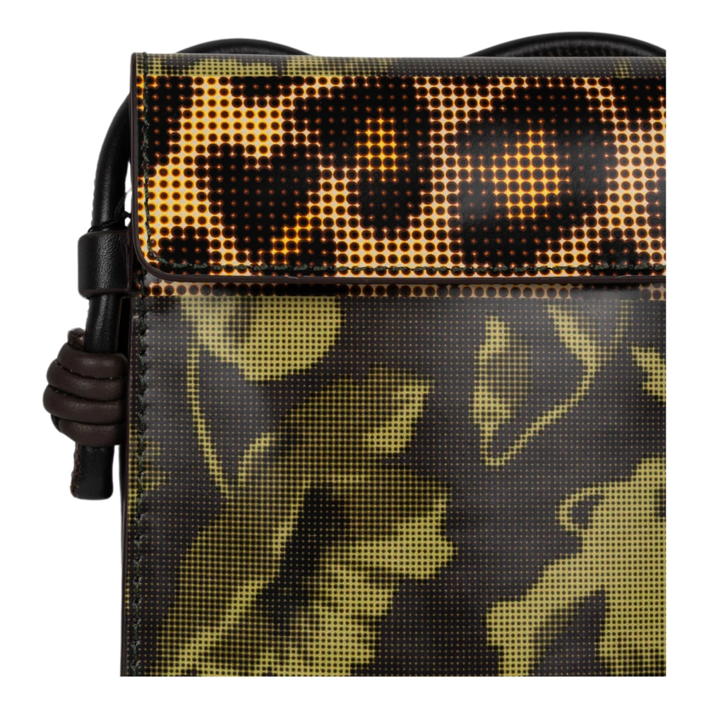 Dries Van Noten Khaki Leren Telefoonhoesje met Lange Band Green Heren