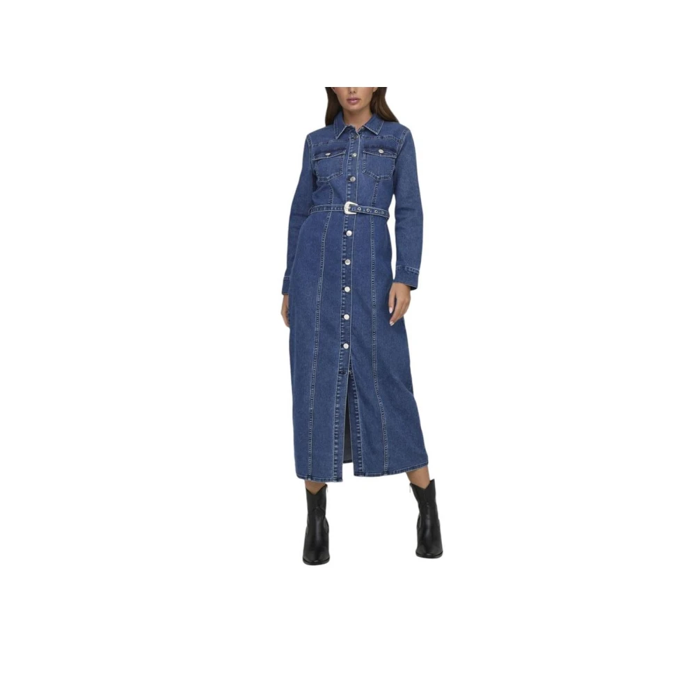 Only Blauwe Denim Overhemdjurk Carla Blue Dames