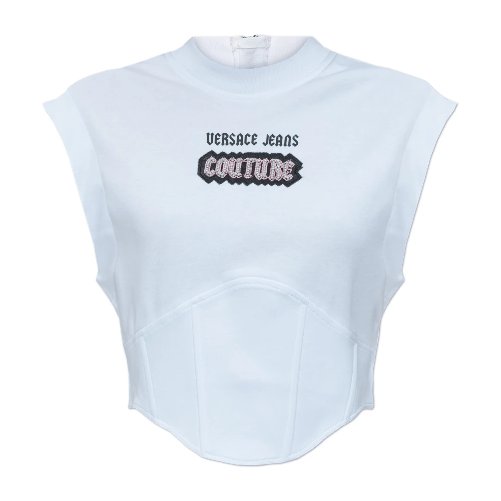 Versace Jeans Couture Mouwloze top White Dames