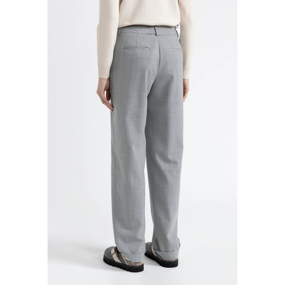 PESERICO Stretch wollen klassieke broek Gray Dames