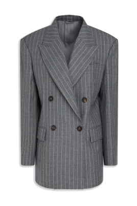 Pinstriped Wool Blazer