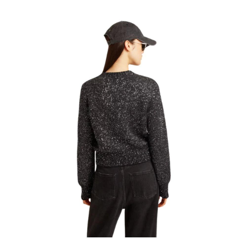 Golden Goose Sequin Cropped Sweater Journey Collection Black Dames
