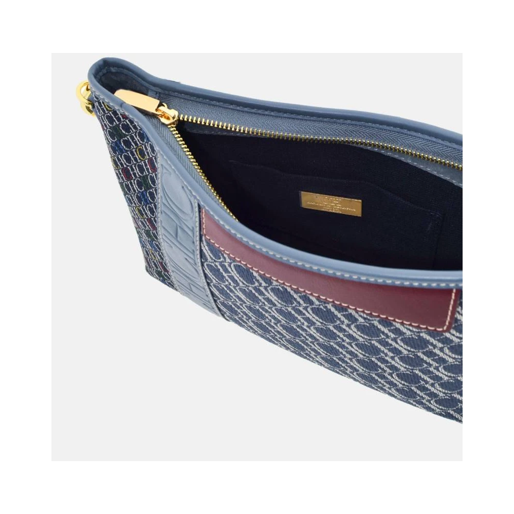 Carolina Herrera Patchwork Crossbody Tas met Leren Strepen Blue Dames