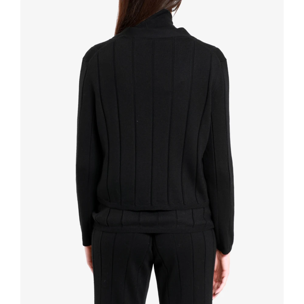 Gran Sasso Merino Wol V-Hals Trui Zwart Black Dames
