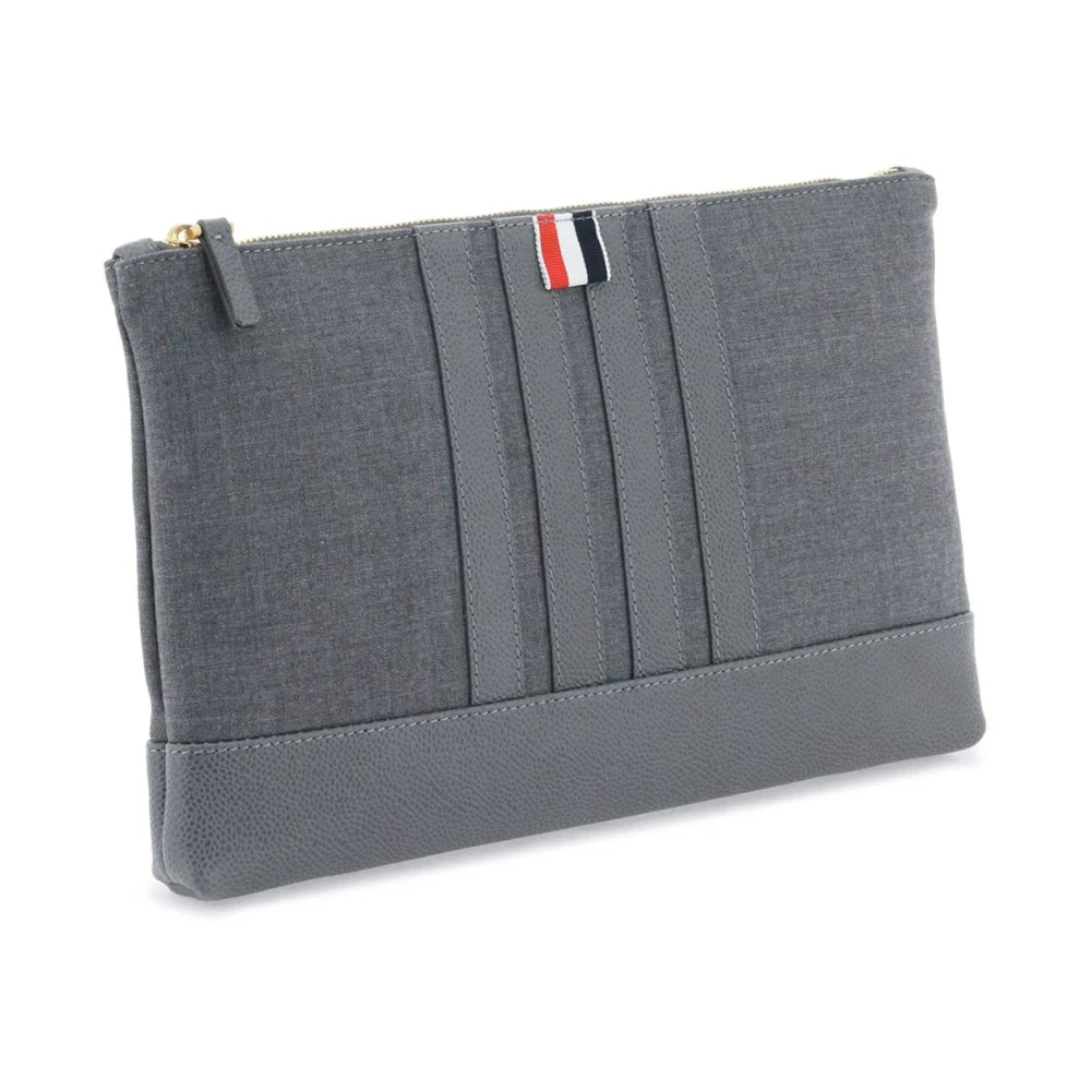 Thom Browne Wol 4-Bar Pouch Gray Heren