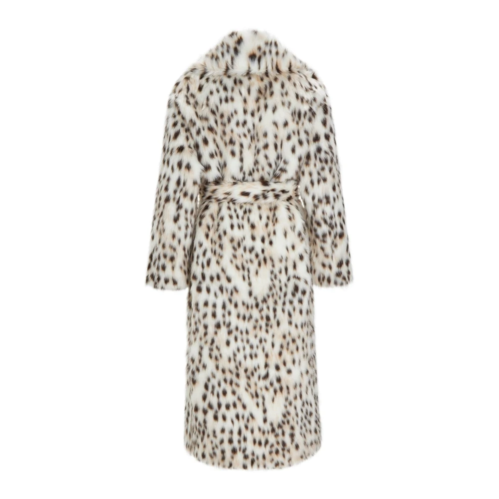 Cesare Gaspari Luxe Gevlekte Nep Lange Jas Beige Dames