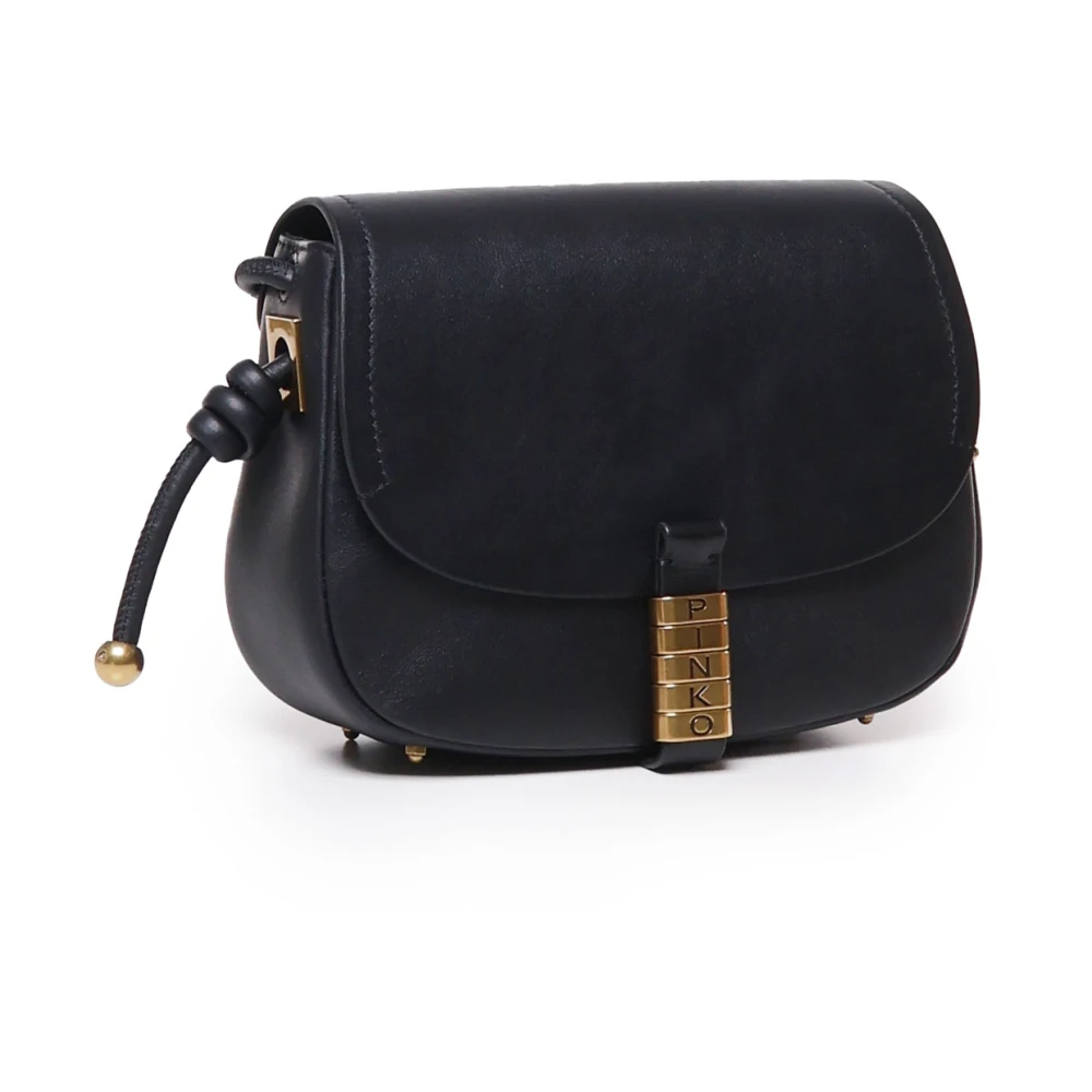 pinko Zwarte Schoudertas met Zijknopen Black Dames