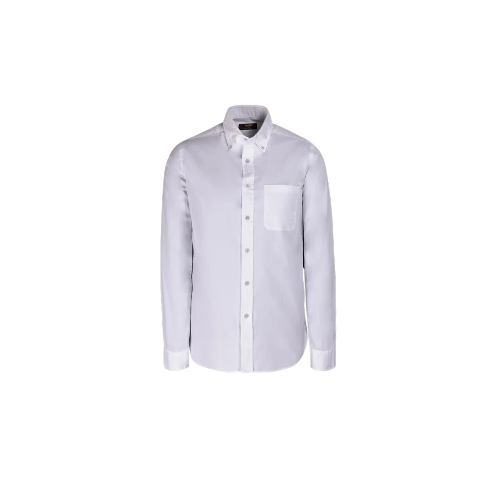 Moorer Witte Sea Island Katoenen Overhemd White Heren