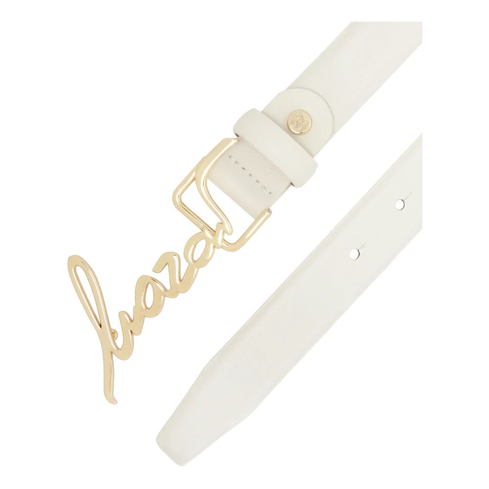 Kazar Witte leren riem met logogesp White Dames