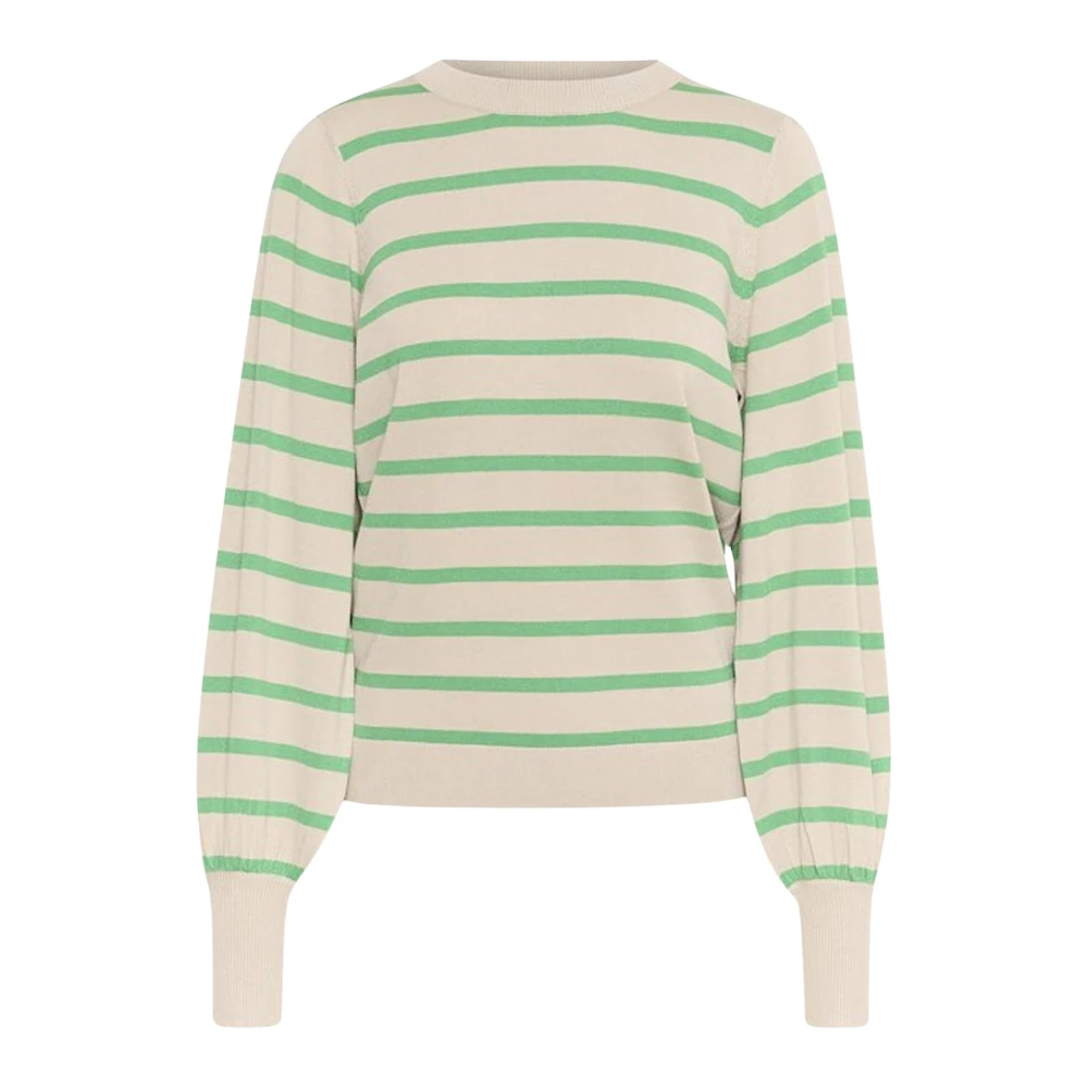 Kaffe Gestreepte Gebreide Trui Veergrijs Melange Groen Multicolor Dames
