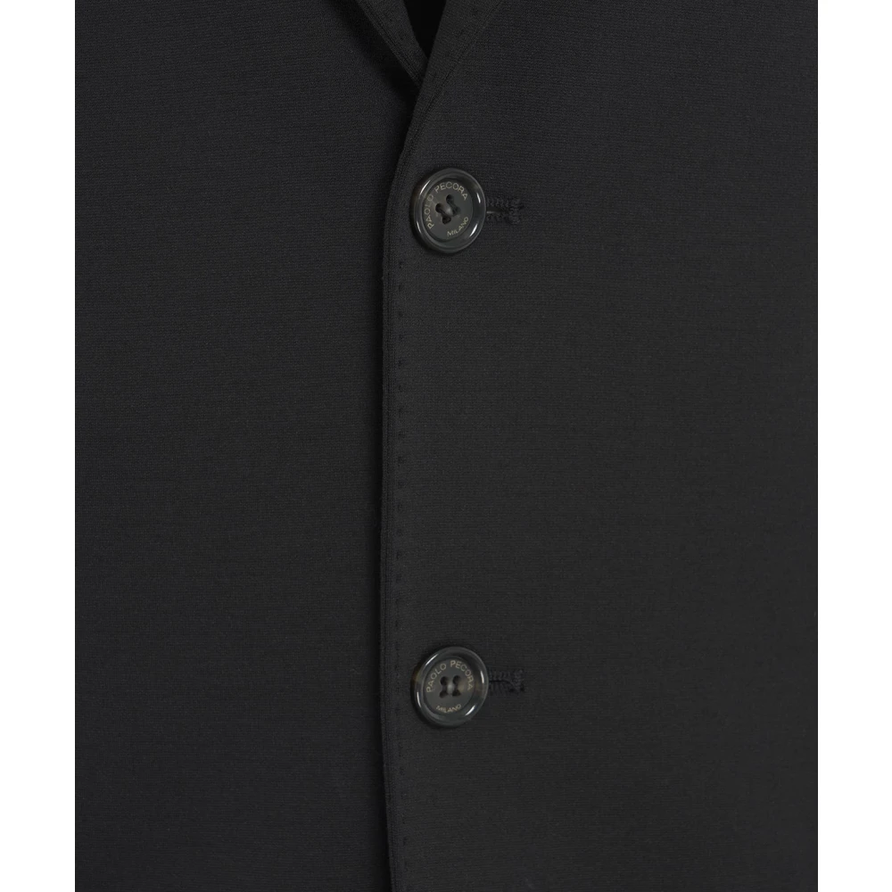 Paolo Pecora Zwarte Single-Breasted Blazer Stijlvolle Gelegenheid Black Heren