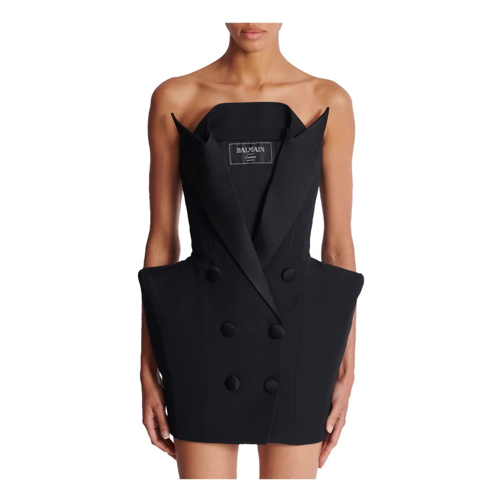 Balmain Grain de poudre Baskische bustierjurk Black Dames