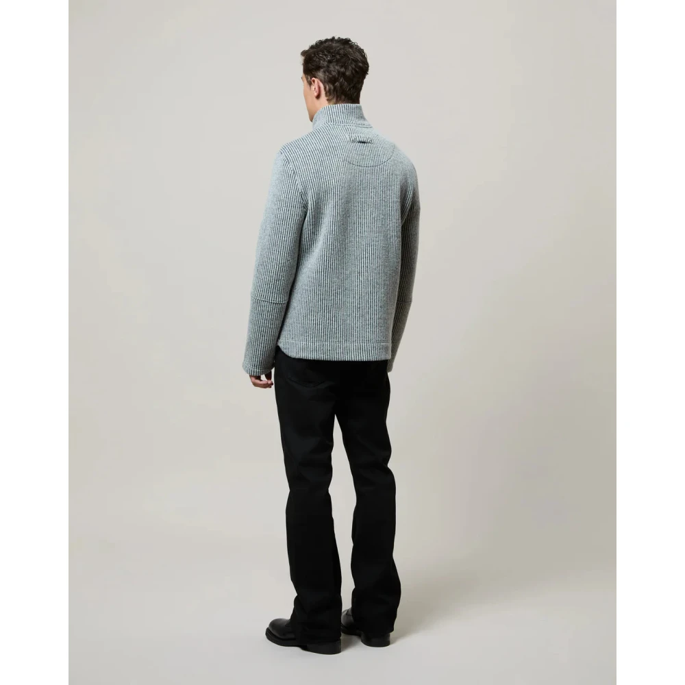Brixtol Textiles Grijze Gebreide Jas met Tweewegrits Gray Heren