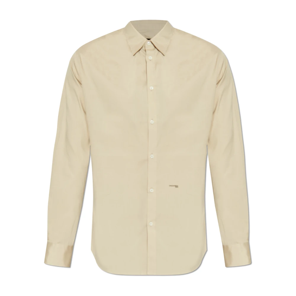 Dsquared2 Beige Casual Shirts, Male, Xl, Shirt With Logo