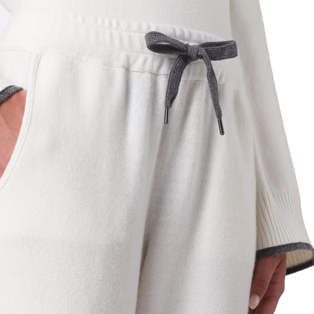 BRUNELLO CUCINELLI Cashmere Joggingbroek met Ribboorden Beige Dames