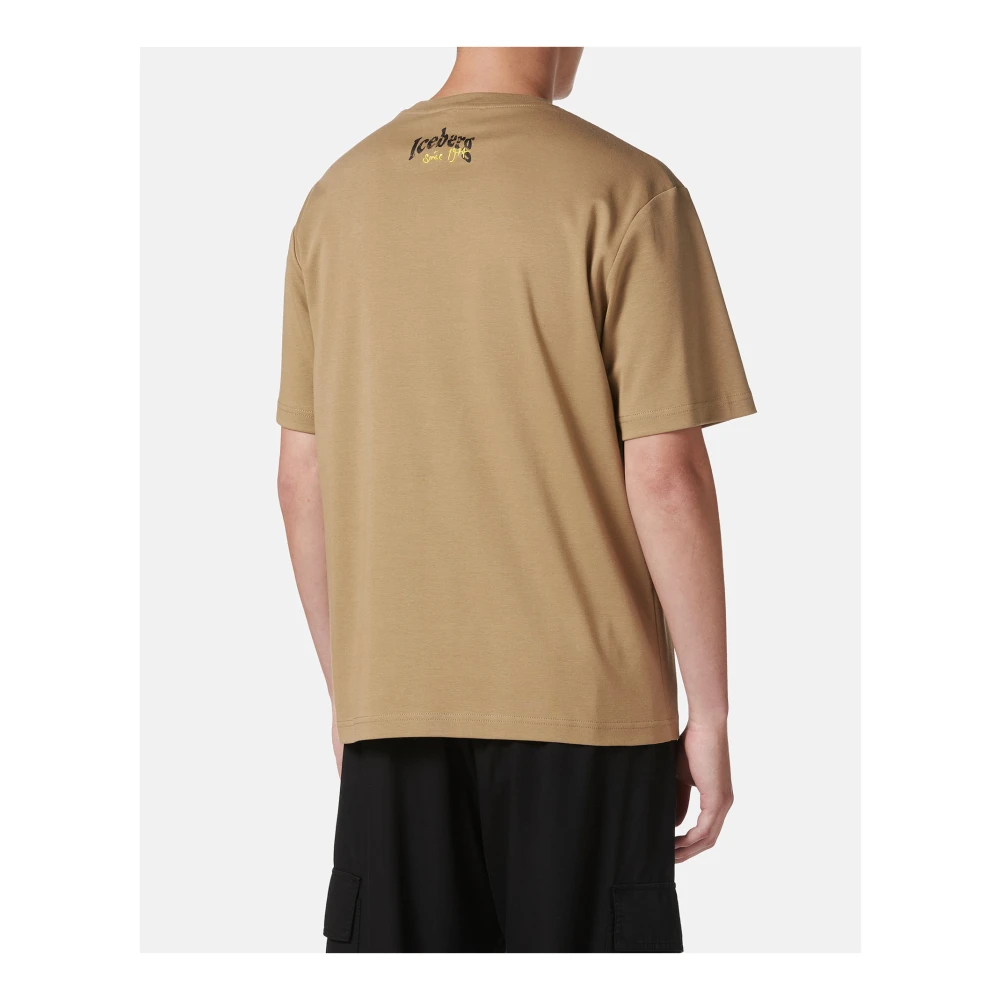 Iceberg Modderkleurig regular-fit T-shirt van GOTS-gecertificeerde interlock stof Beige Heren