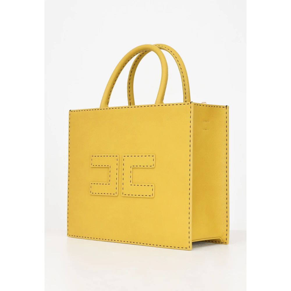 Elisabetta Franchi Gele Shopper Tas met Schouderband Yellow Dames