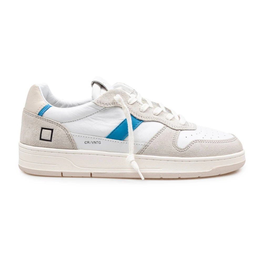 D.a.t.e. Men's White And Bluette Leather Trainers Size 11 Uk
