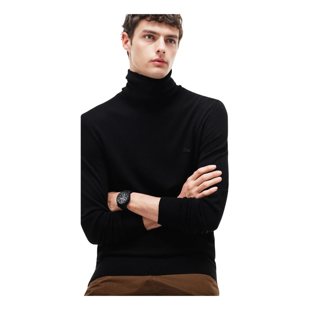 Lacoste Men's Black Turtlenecks, Xs, Ah2991 Turtleneck Wool Jersey Jumper