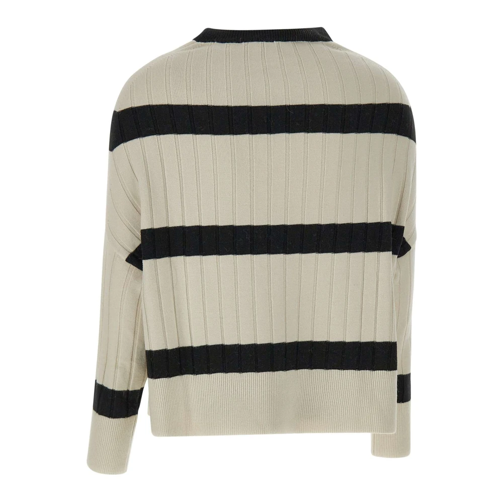 Kaos Angora Sweater Zwart Ribgebreid Beige Dames