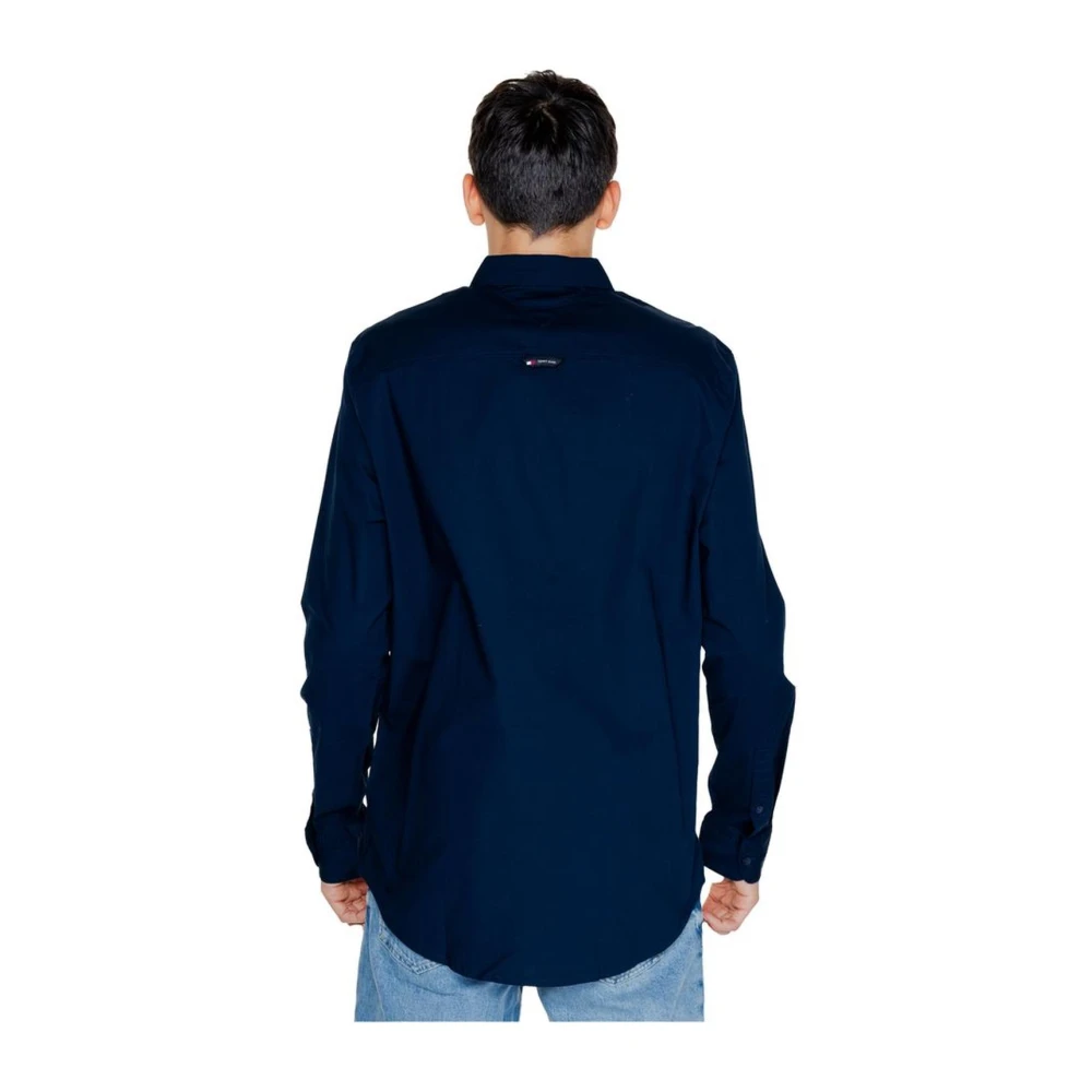 Tommy Jeans Katoenen Shirt met Elastaan Lange Mouwen Blue Heren