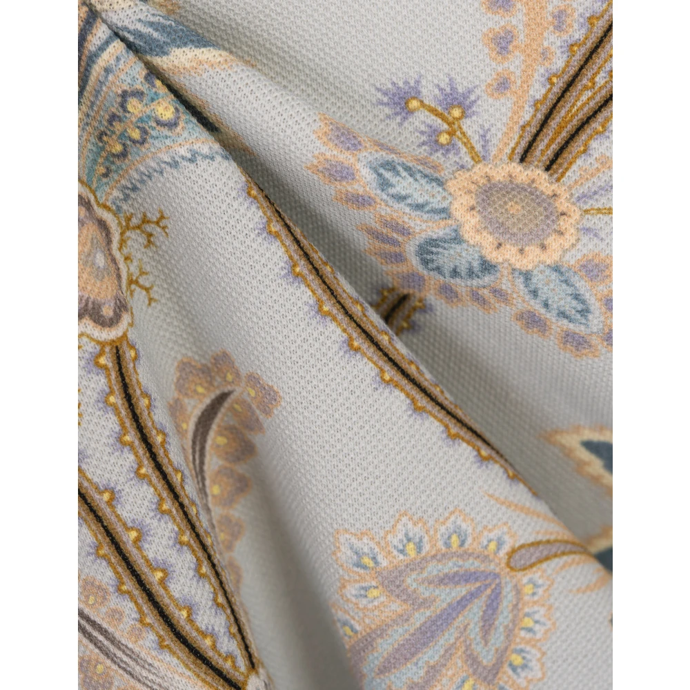 ETRO Blauwe Bloemen Polo Shirt Blue Heren